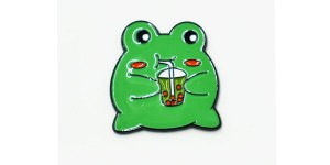 Żabka z bubble tea- Zabawna Przypinka Pin