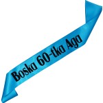 Boska 60-tka+ imię - turkusowa szarfa z czarnym nadrukiem