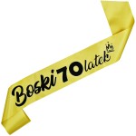 Boski 70latek - złota szarfa z czarnym nadrukiem