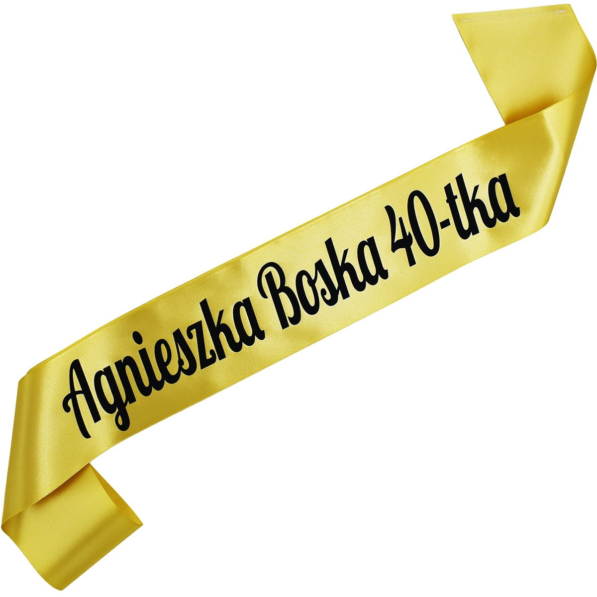 Boska 40-tka + imię - złota szarfa z czarnym nadrukiem