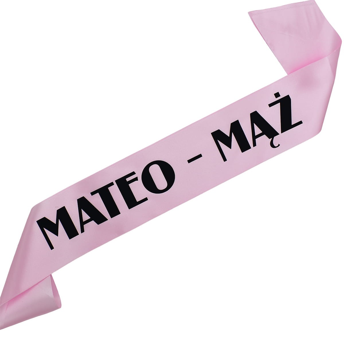 Jasnoróżowa szarfa z czarnym nadrukiem - Mąż z dowolnym imieniem