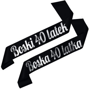 Zestaw czarnych szarf dla 40 latków - Boski 40 latek, Boska 40 latka