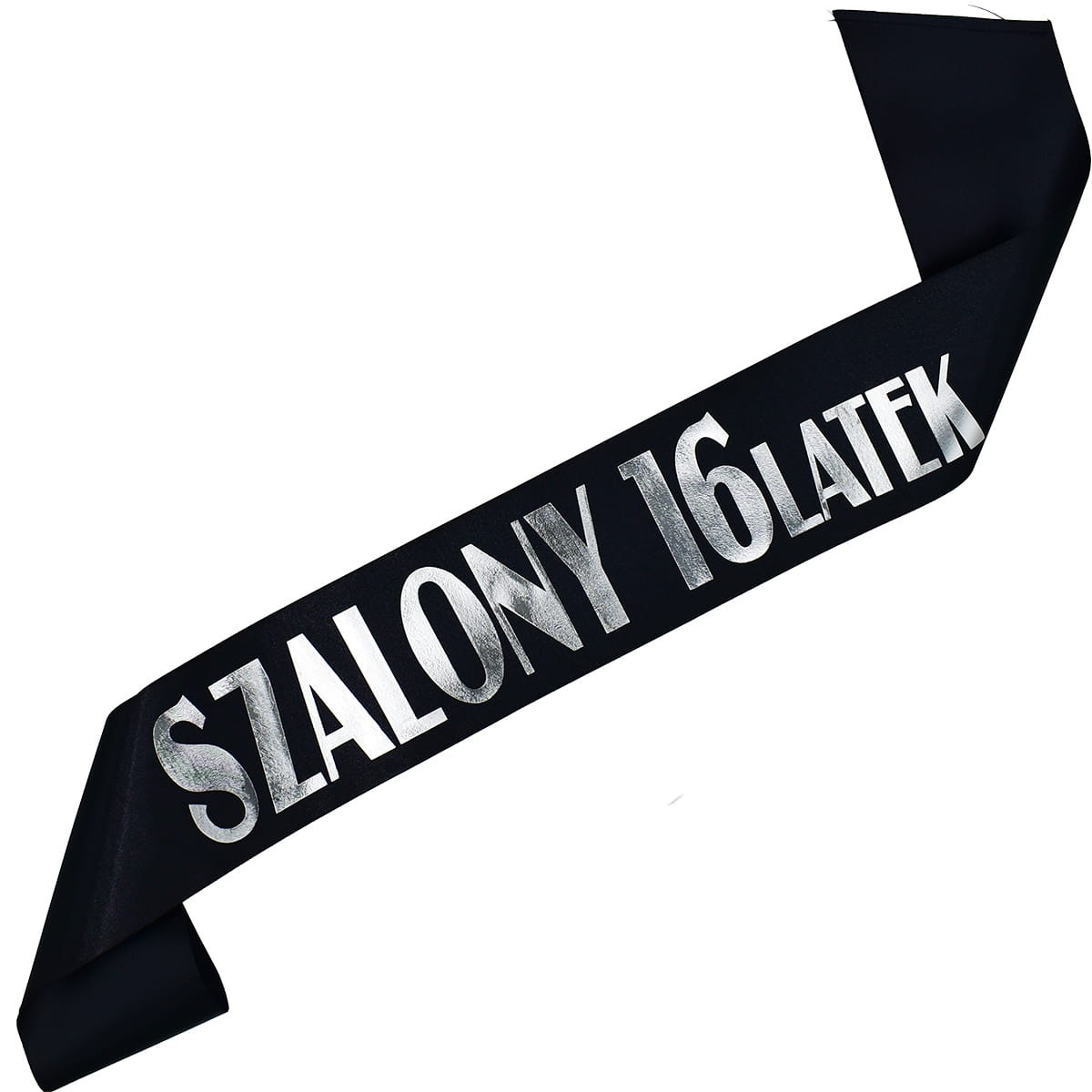 Szalony 16-latek - czarna szarfa ze srebrnym nadrukiem