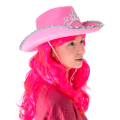 Kapelusz kowbojski z diademem różowy