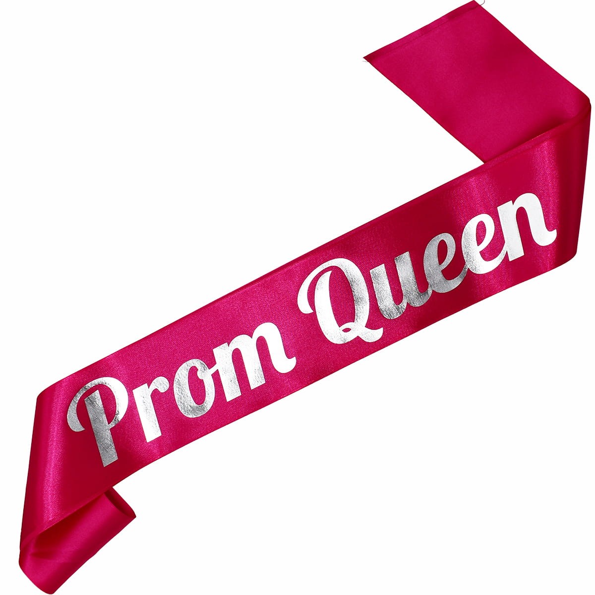 Prom Queen - szarfa w kolorze fuksji ze srebrnym nadrukiem