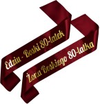 Zestaw bordowych szarf - Żona Boskiego 80-latka i Boski 80-latek + imię