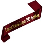 Żona Boskiego 80-latka - bordowa szarfa ze złotym nadrukiem