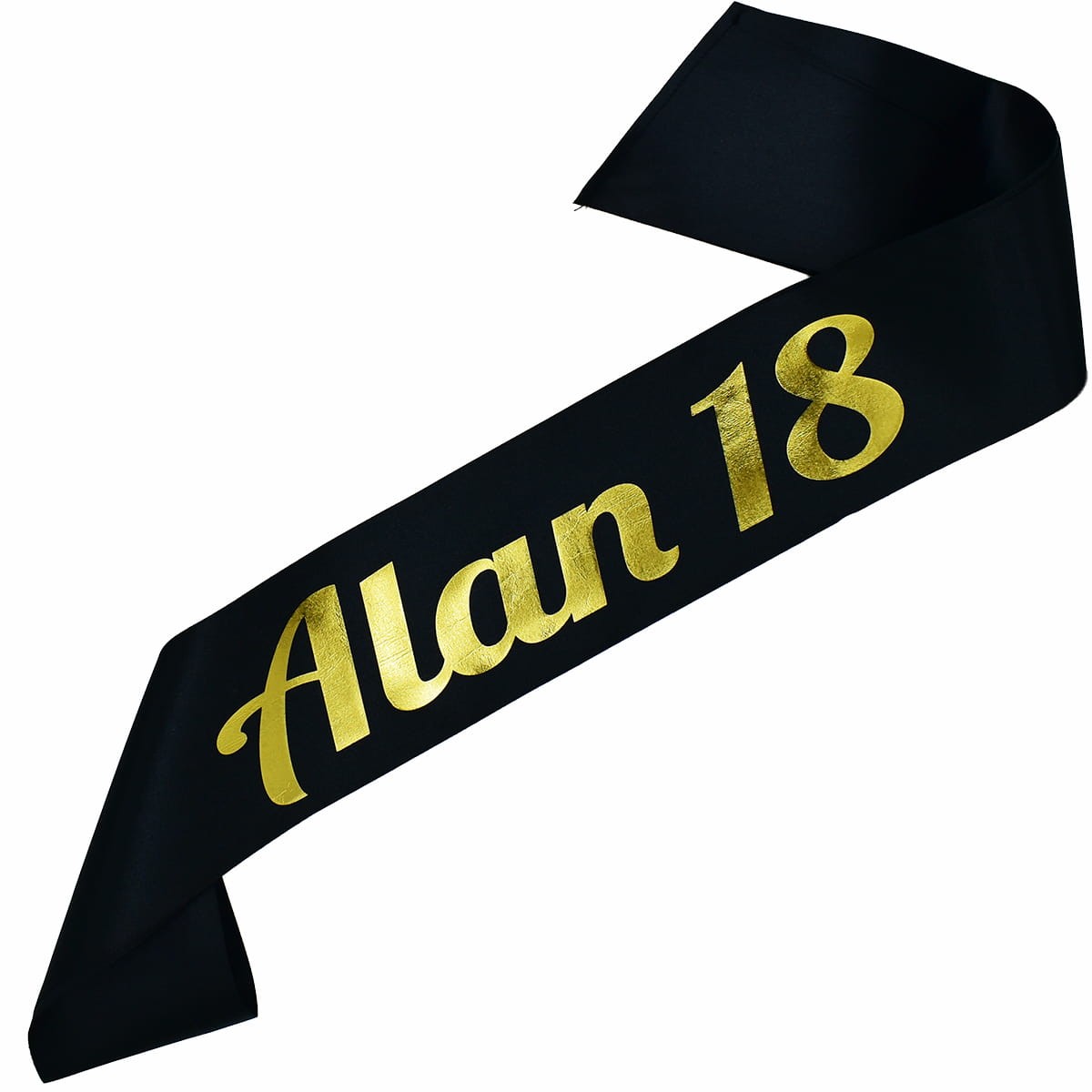 18 + imię - czarna szarfa ze złotym nadrukiem