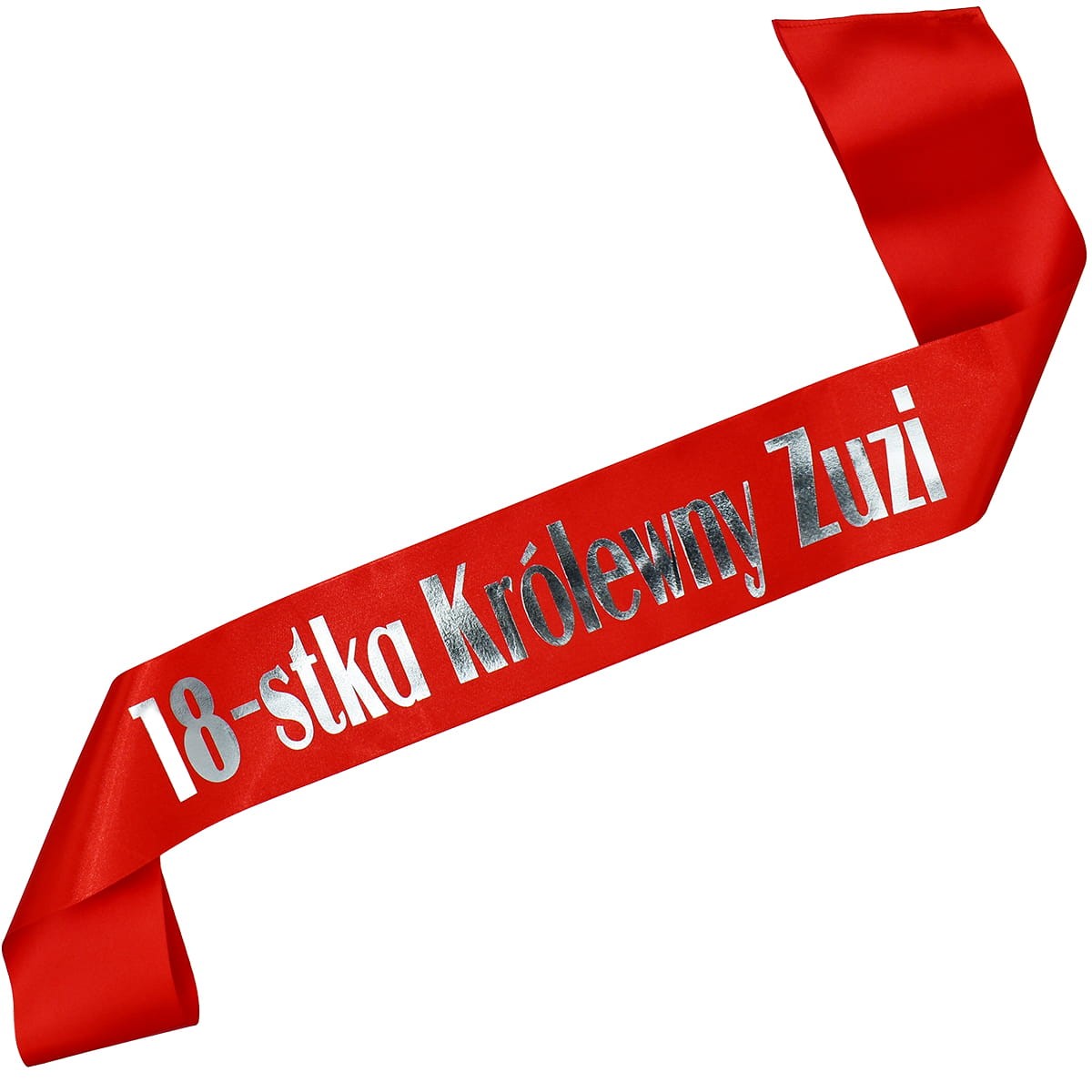 18-stka królewny + imię - czerwona szarfa ze srebrnym nadrukiem