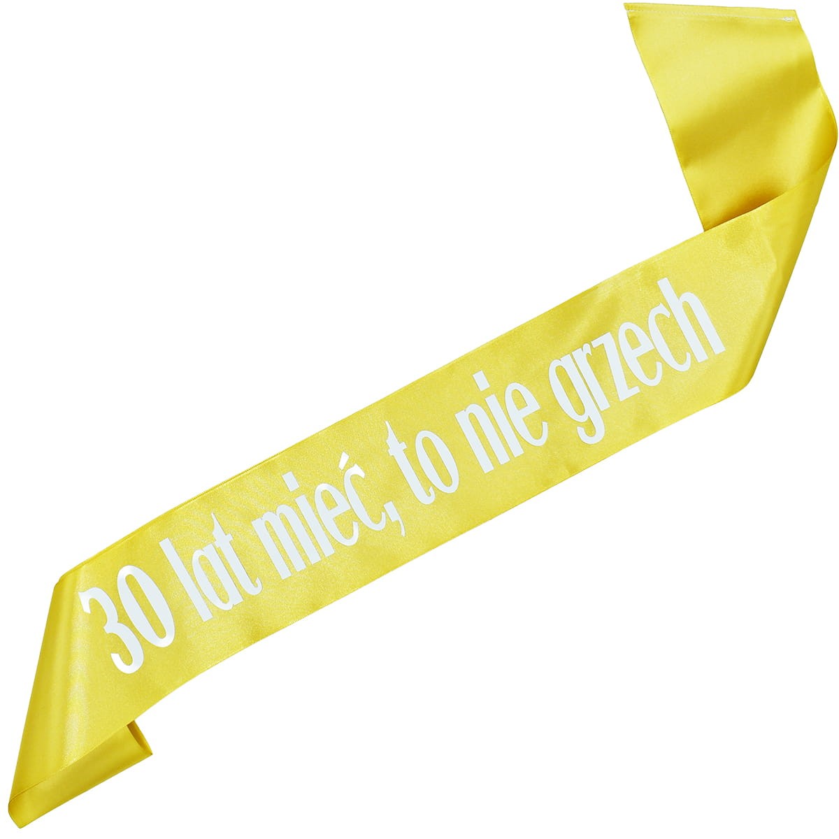 30 lat mieć, to nie grzech - złota szarfa z białym nadrukiem