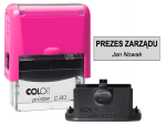 Pieczątka firmowa C20 neonowy różowy z gumką 38x14mm