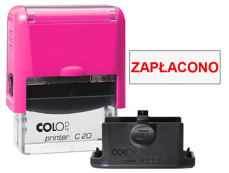 Pieczątka Zapłacono C20 - neonowy różowy