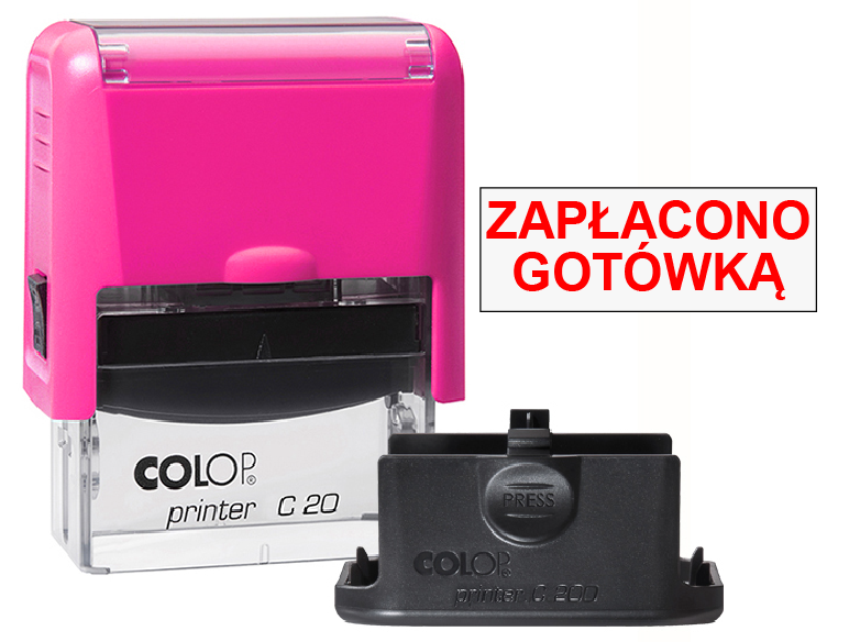 Pieczątka Zapłacono gotówką C20 - neonowo różowa