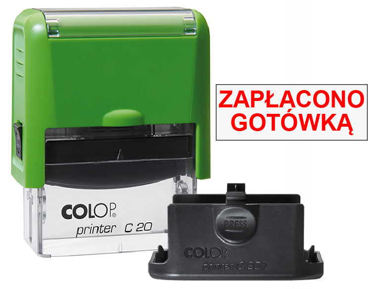 Pieczątka Zapłacono gotówką C20 - zielona