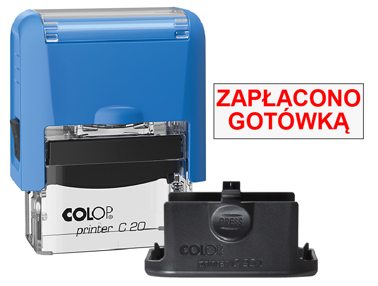 Pieczątka Zapłacono gotówką C20 - niebieska