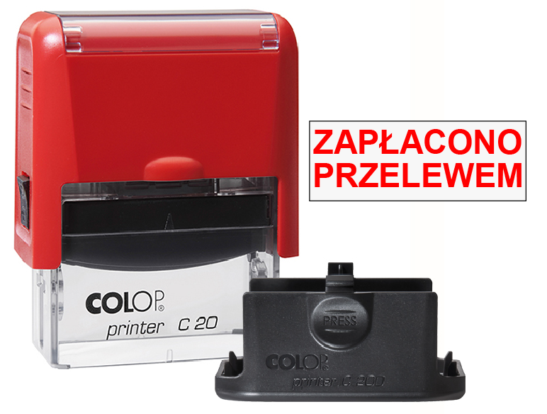Pieczątka Zapłacono przelewem C20 - czerwona