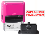 Pieczątka Zapłacono przelewem C20 - neonowo różowa