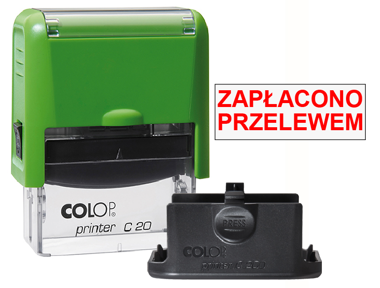 Pieczątka Zapłacono przelewem C20 - zielona
