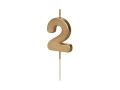 Świeczka urodzinowa Cyferka 2, 4.5 cm, złoty
