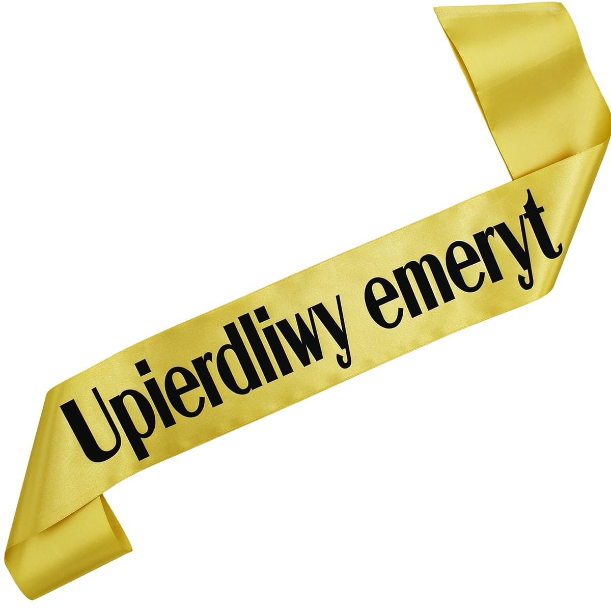 Upierdliwy emeryt - złota szarfa z czarnym nadrukiem