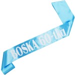 Boska 60-tka - turkusowa szarfa z białym nadrukiem