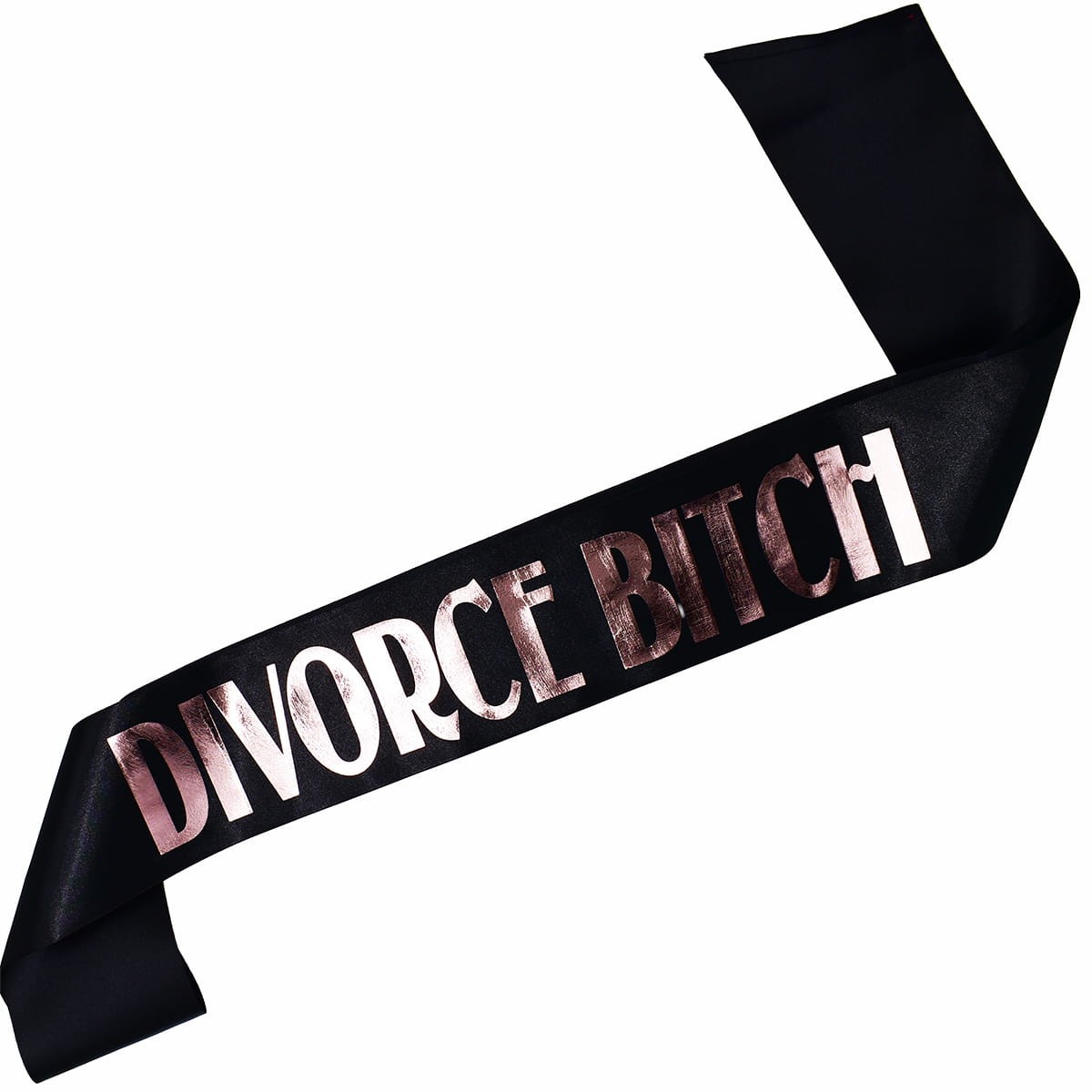 Divorce Bitch - czarna szarfa z różowozłotym nadrukiem