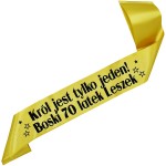 Król jest tylko jeden! Boski 70latek + imię - złota szarfa z czarnym nadrukiem