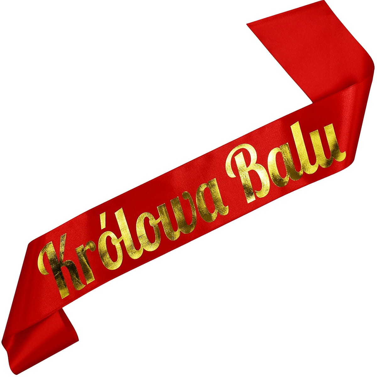 Królowa Balu - czerwona szarfa ze złotym nadrukiem