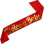 Królowa Balu - czerwona szarfa ze złotym nadrukiem