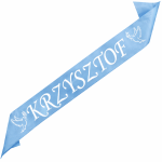 Szarfa na Bierzmowanie z dowolnym imieniem - niebieska z białym nadrukiem