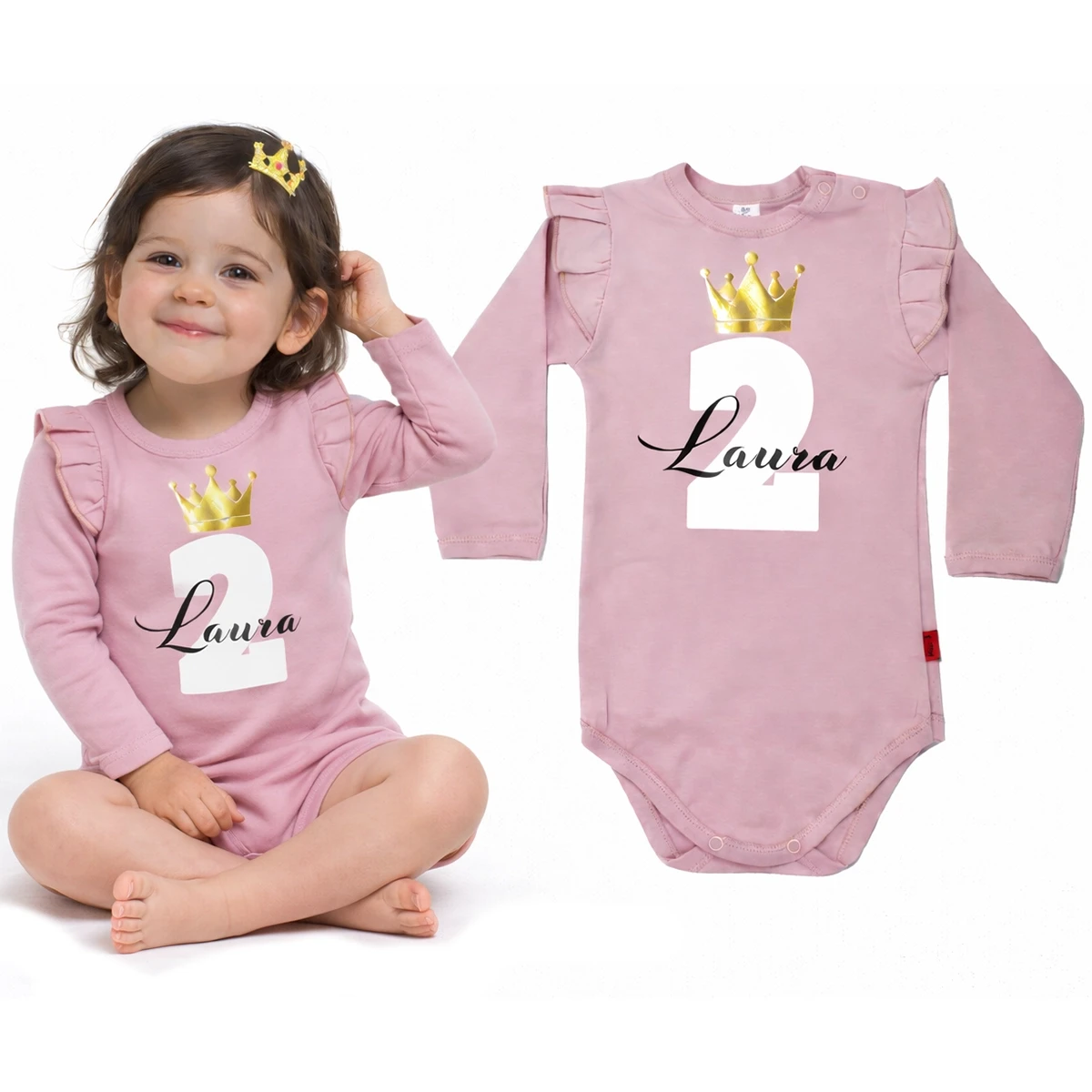 Body z cyferką 2 urodziny - body z falbanką i imieniem