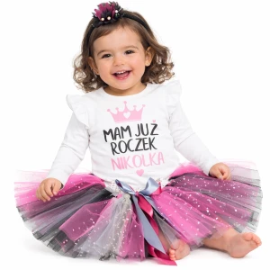 Komplet dla dziewczynki MAM JUŻ ROCZEK - falbanka
