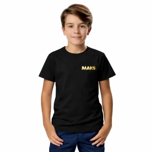 Koszulka z imieniem dziecka - czarna ze złotym nadrukiem