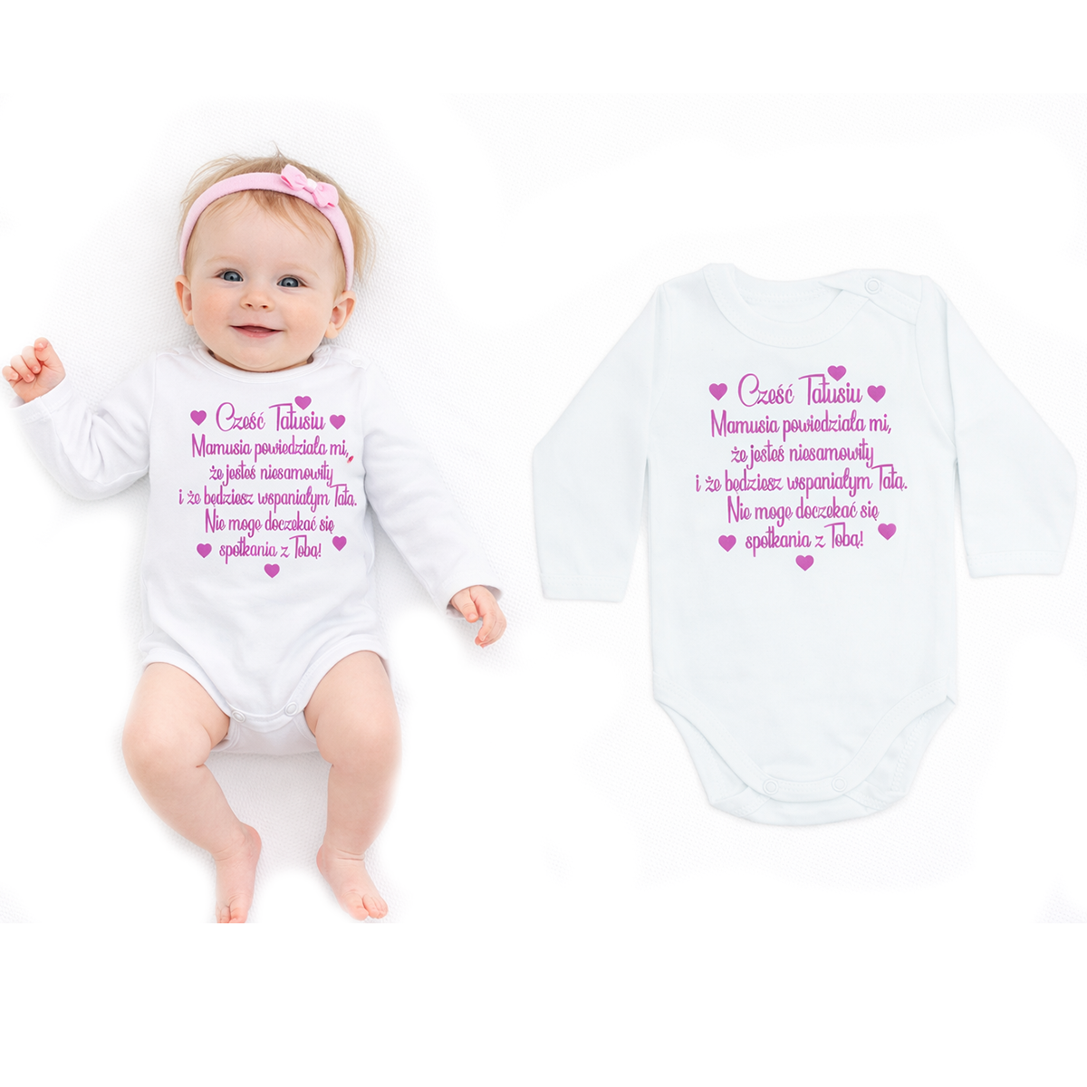 Body dziecięce Będziesz wspaniałym Tatą - różowy nadruk
