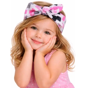 Opaska pin-up - różowo-czarno-szare plusy