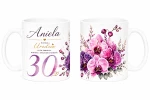 Kubek na 30  urodziny z imieniem - storczyki 