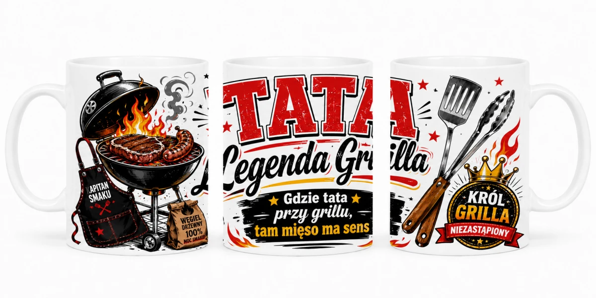 Kubek dla taty Tata Legenda Grilla z nadrukiem