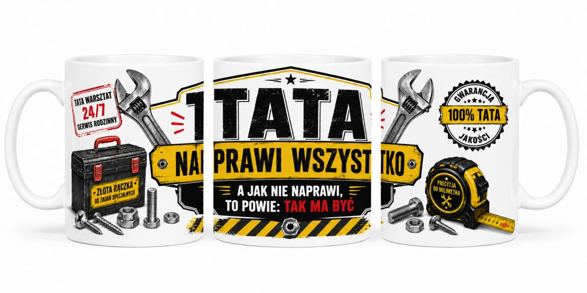 Kubek dla taty Tata naprawi wszystko z nadrukiem