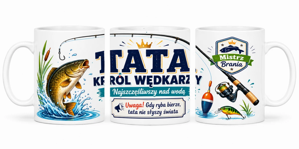 Kubek dla taty Tata król wędkarzy z nadrukiem
