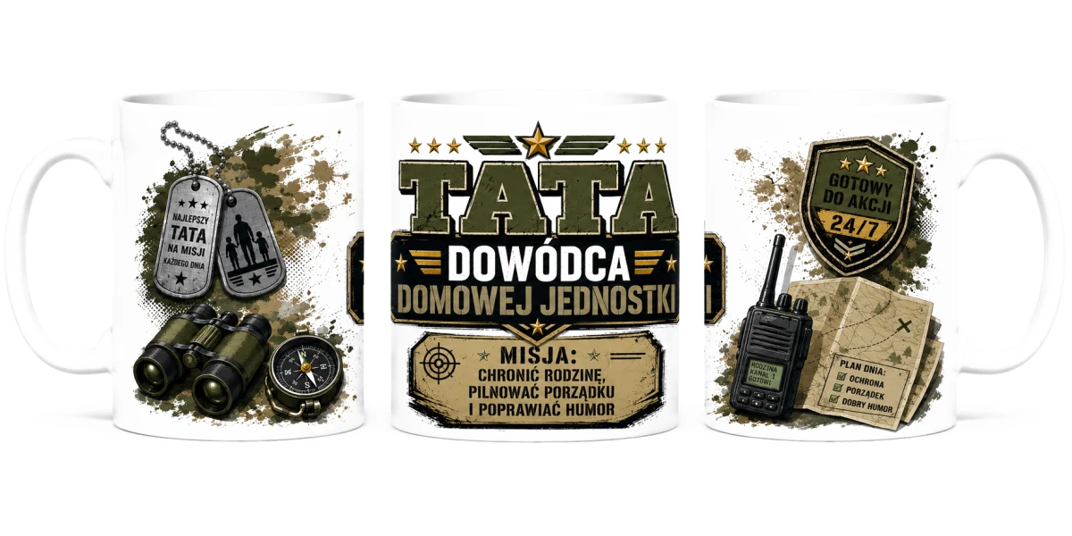 Kubek dla taty Tata dowódca domowej jednostki z nadrukiem