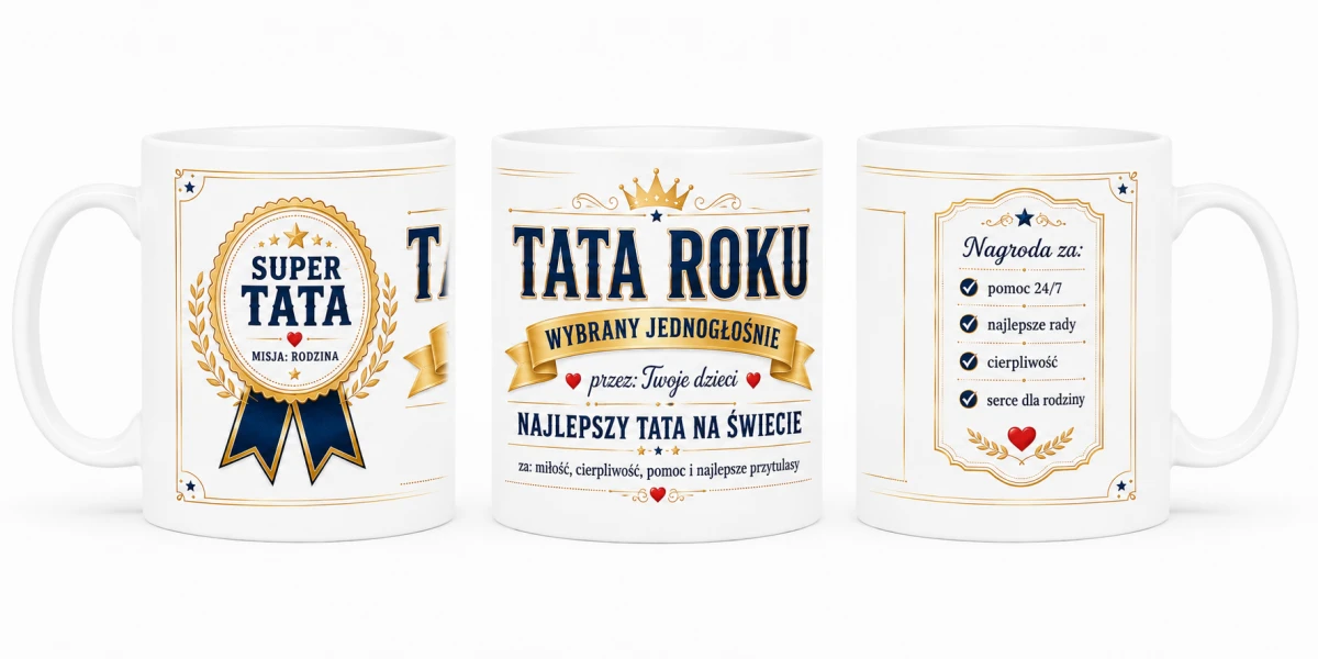Kubek Tata Roku najlepszy tata na świecie ze złotą odznaką