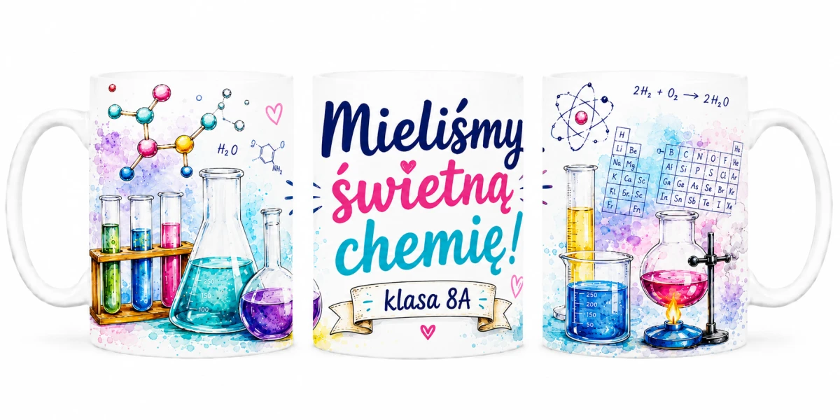 Kubek dla nauczyciela chemii z personalizacją klasy - prezent od uczniów