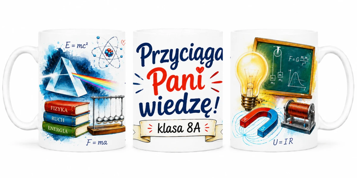 Kubek dla nauczyciela fizyki z personalizacją klasy - prezent od uczniów