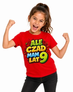 Koszulka Ale Czad Mam 9 Lat – czerwona