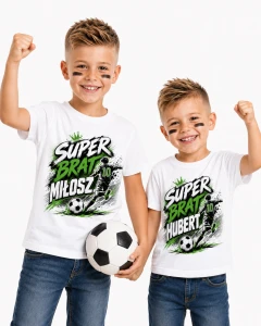 Zestaw koszulek Super brat z imieniem - piłka nożna