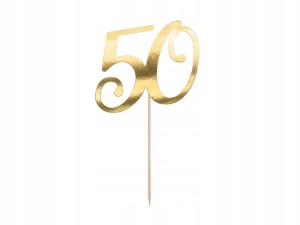 Topper na tort "50", złoty, 20.5cm