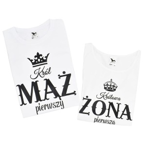 Zestaw koszulek KRÓL MĄŻ PIERWSZY i KRÓLOWA ŻONĄ PIERWSZA