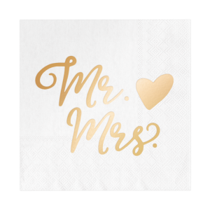 Serwetki Mr. & Mrs. białe 10szt
