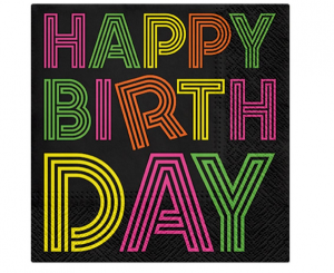 Serwetki papierowe Birthday Neons 33x33cm 20 szt