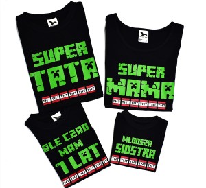 Zestaw koszulek rodzice 2dzieci piksele